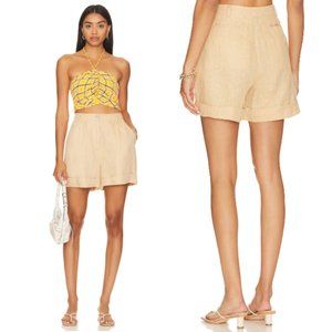 Faithfull The Brand Les Deux Linen Shorts NWT in Wheat Large